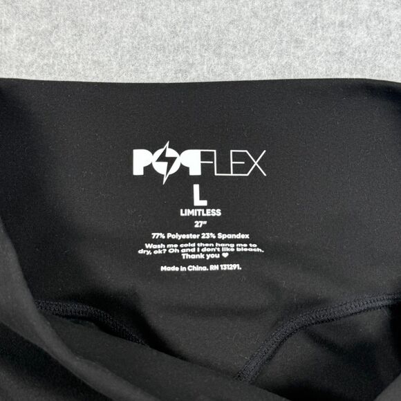 Popflex Leggings Womens Black Flare High Wasted Stretch Supersculpt 27" Size L - Picture 7 of 8